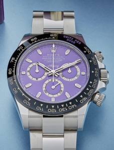 紫色劳力士迪通拿，劳力士合作珍品，是一枚极为珍罕的高精仿复刻劳力士116500LN迪通拿腕表。该腕表配备紫色表盘！